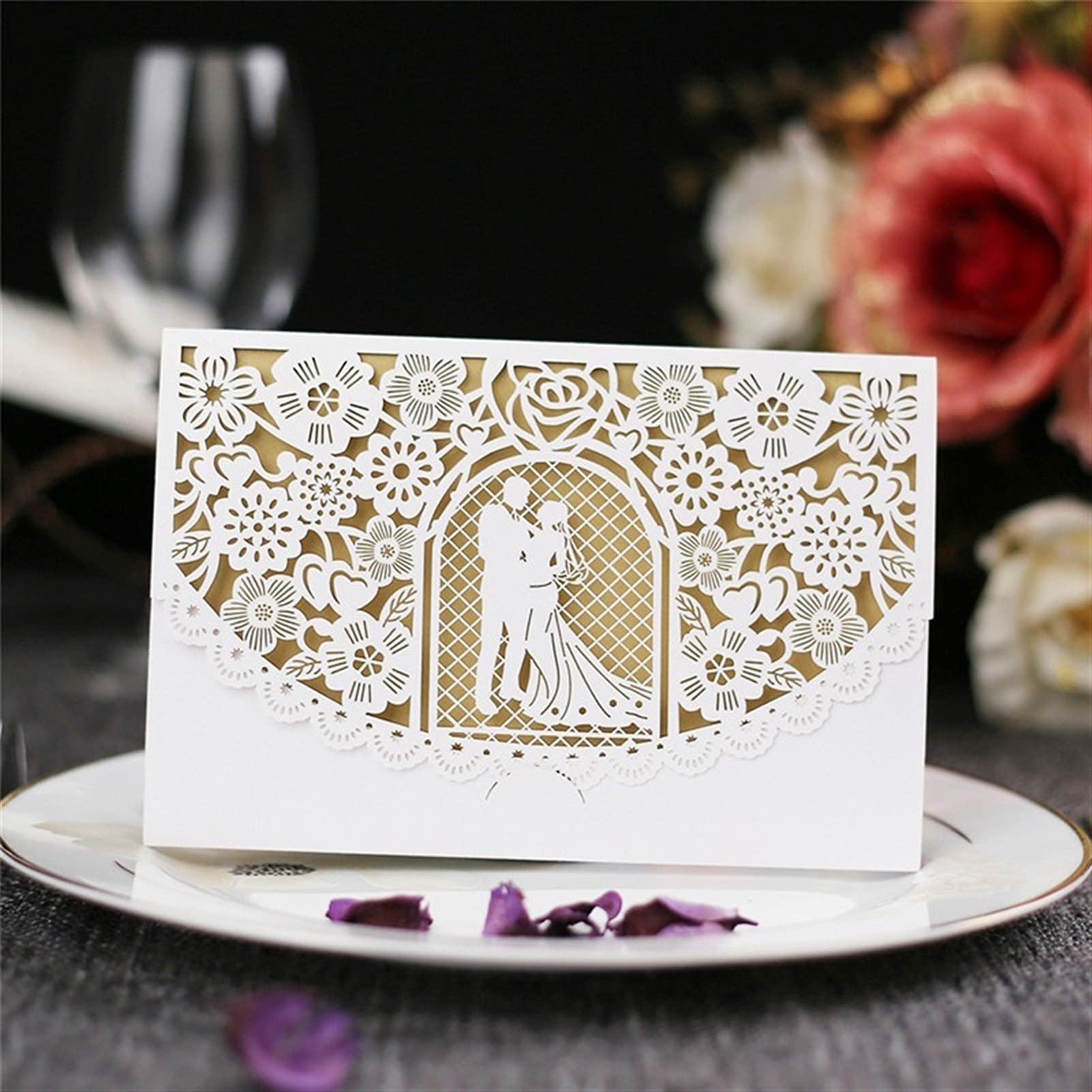 Tarjeta de felicitación Ducha Manera de la Boda Invitaciones del Compromiso Nupcial invita Holder le agradece Las Tarjetas (Embalaje no Incluyen el Papel Interior) Tarjeta de Agradecimiento