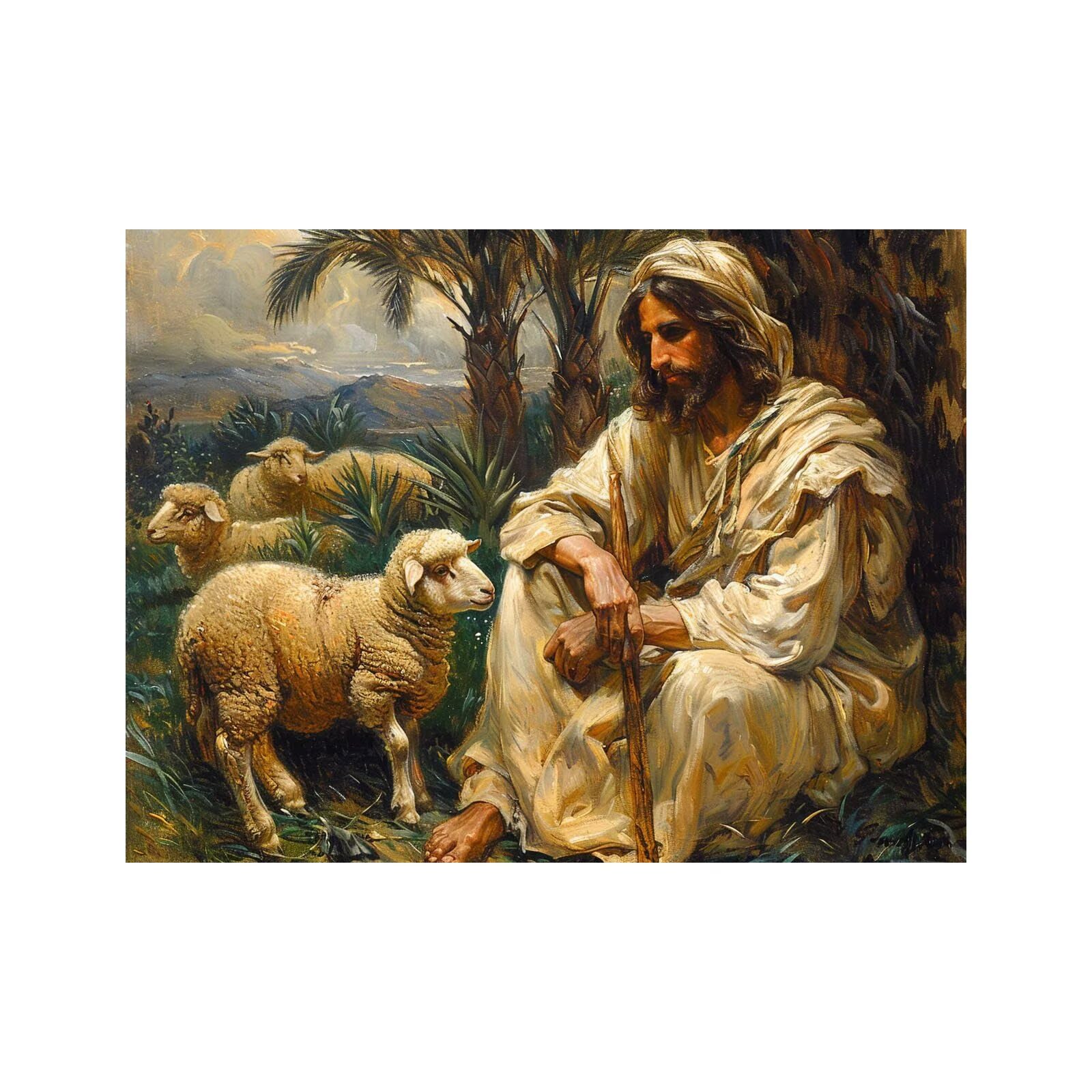Man Paint by Numbers for Adults, Painting by Numbers for Adults, Craft Kits for Kids with Sheep Canvas for Painting 32x24Inches Acrylic Paint Brush for Wall Art Room Decor, Gifts for Women LZYH-2866
