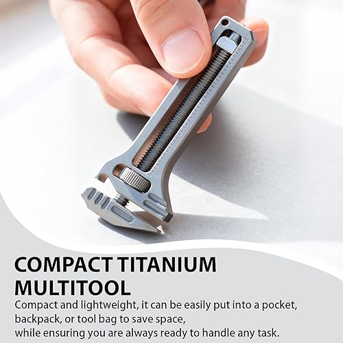 Miniatura 5 de Multiherramienta compacta de titanio, multiherramienta EDC de titanio con pequeña llave inglesa ajustable, siempre al alcance, abridor de botellas