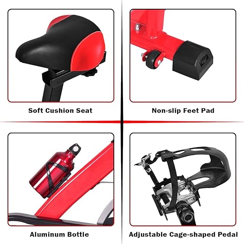 Miniatura 3 de Sporfit - Bicicleta estática para interiores, volante de 17 libras, capacidad de peso de 330 libras, bicicleta estacionaria con pulso cardíaco, para