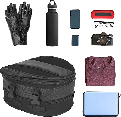 Miniatura 5 de Bolsa trasera para motocicleta, impermeable, bolsa de asiento trasero, bolsa de equipaje, bolsas de sillín multifuncional, de piel sintética, bolsa