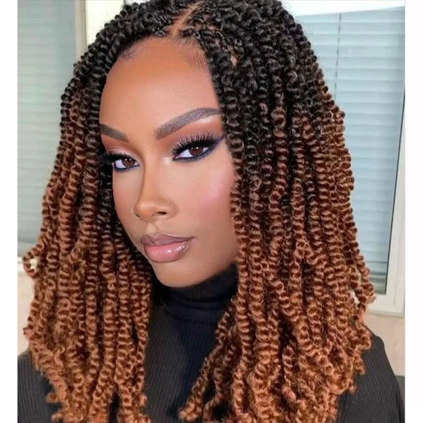 RuiYok 3Tone 14 Inch Marley Twist Braiding Hair 8 Packs Ombre Marley Hair Crochet Braids Pre-Separated Afro Kinky Twist Crochet Hair for Black Women