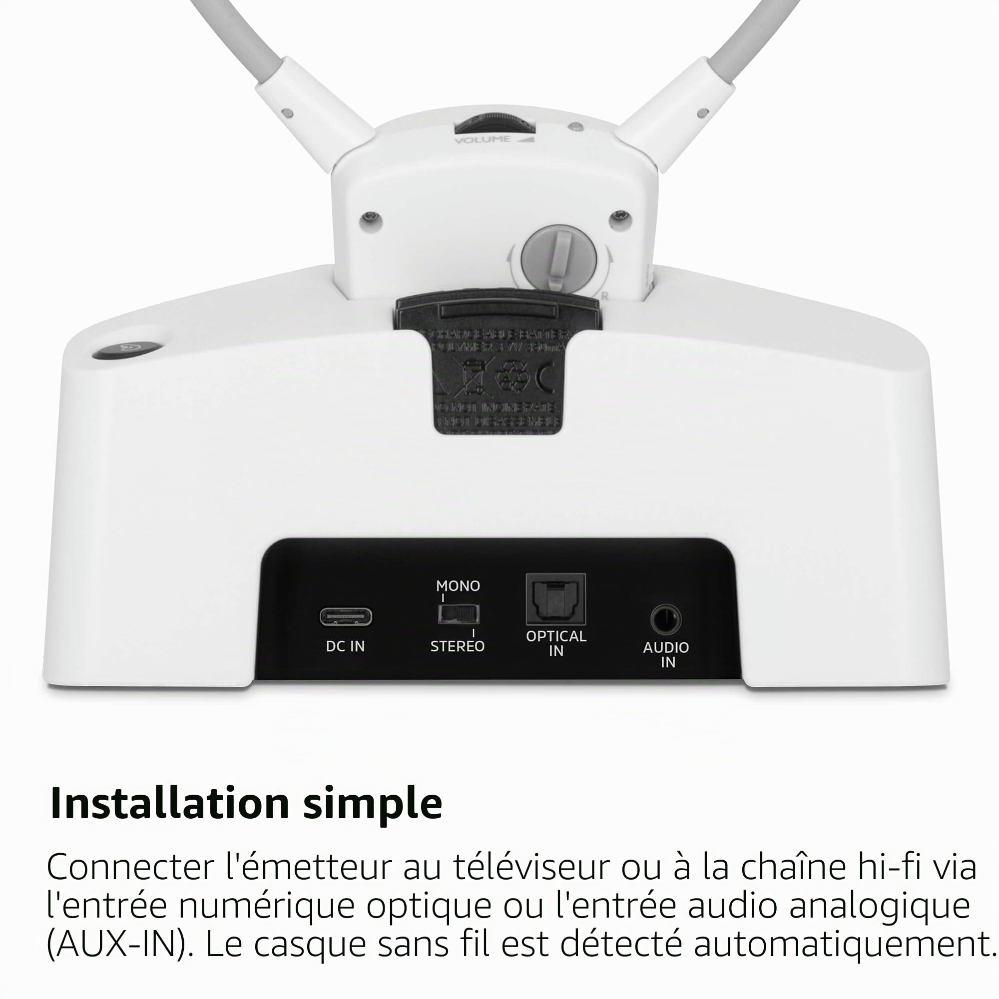 TechniSat STEREOMAN ISI 3 Casque stéréo sans Fil pour téléviseur et chaîne de Musique avec Station d'accueil, Blanc