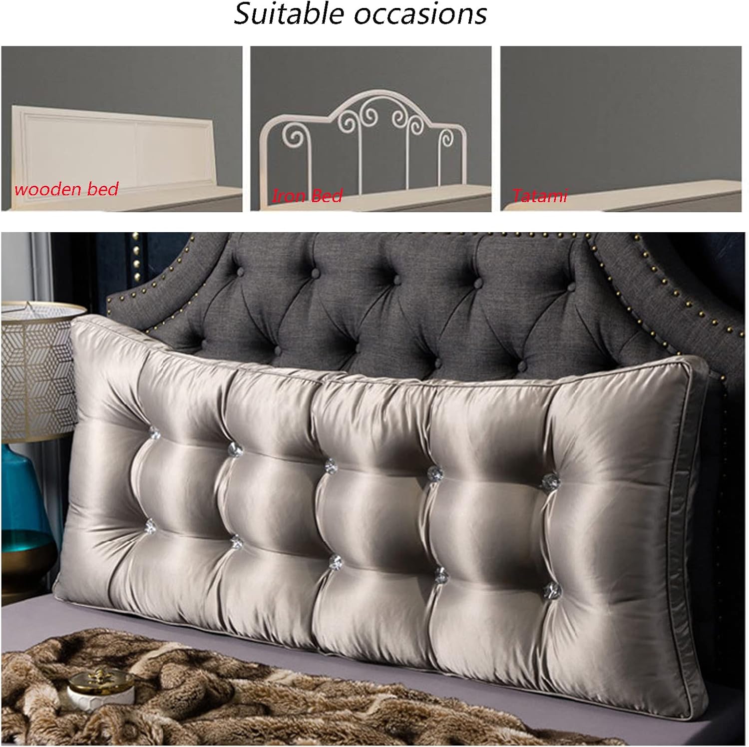 Rectangular Headboard Reading Body Pillow Bedside Oversized Throw Cushion Lumbar Pillows Positioning Back Support Bolster Ultra Soft Fluffy Cover, for Back Headboard Day Bed,D,23.6 x23.6x4IN