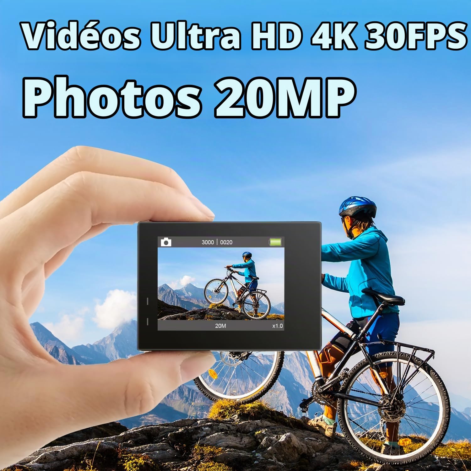 AKASO Brave 4 Caméra Sport 4K WiFi 20MP Action Cam Etanche Stabilisateur