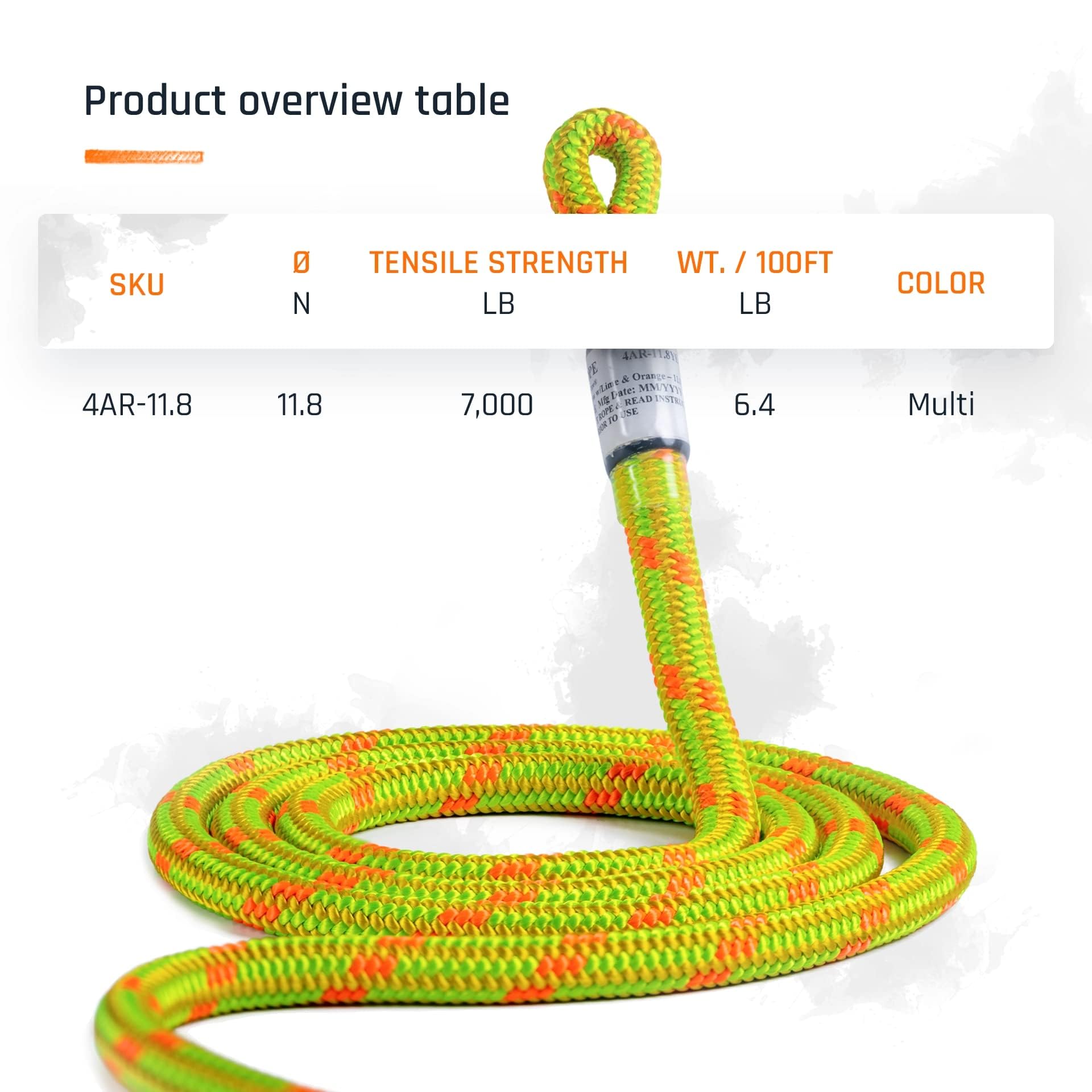 Pelican Rope Arborist-Pro™ - Corda da arrampicata per arboricoltore a 24 fili, 11,8 mm, prodotta negli Stati Uniti