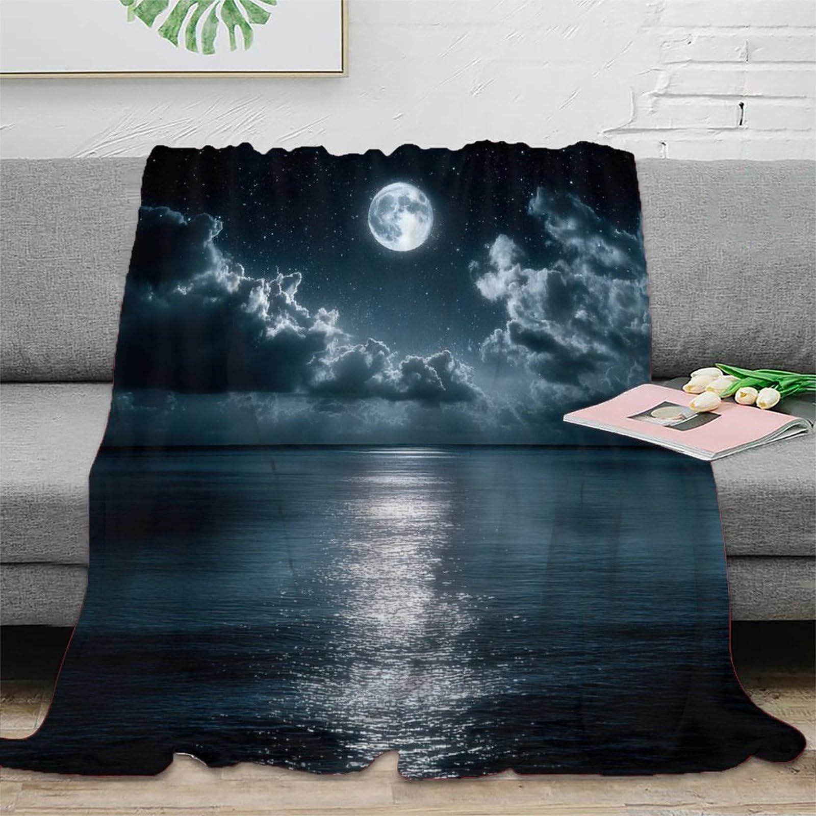 Jeté de canapé MoonlitOcean plaid microfibre pour soirées cocooning