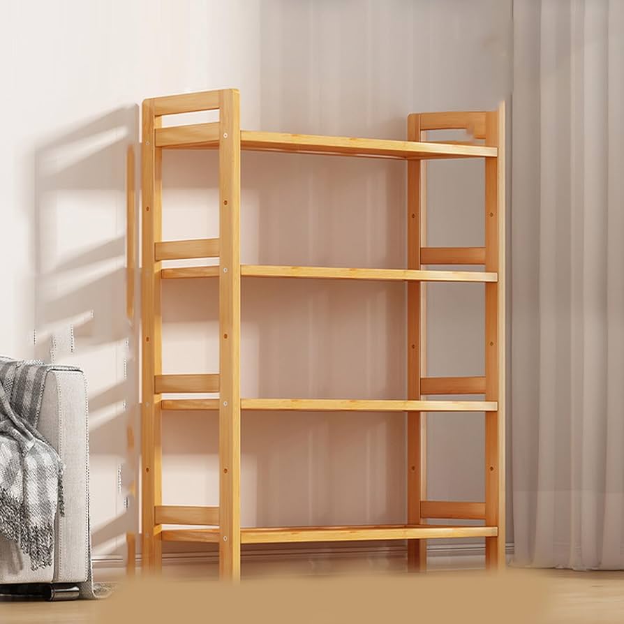 Amazon.co.jp: MJKQ9 オープンシェルフ 4段 スタイル1 天然竹製