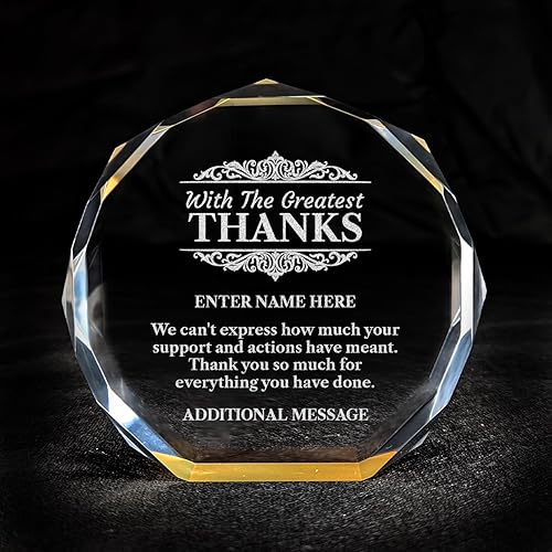 Miniatura 64 de Premio de agradecimiento personalizado grabado con láser, diseño grabado con láser, agradecimiento, añade tu propio texto, incluye caja de regalo