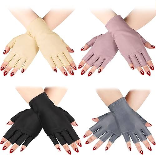 4 Pairs UV Gloves for Nail Lamp Light Manicure Gloves UV Light for Gel Nails, Hand UV Protection Gloves for Nail UV lamp