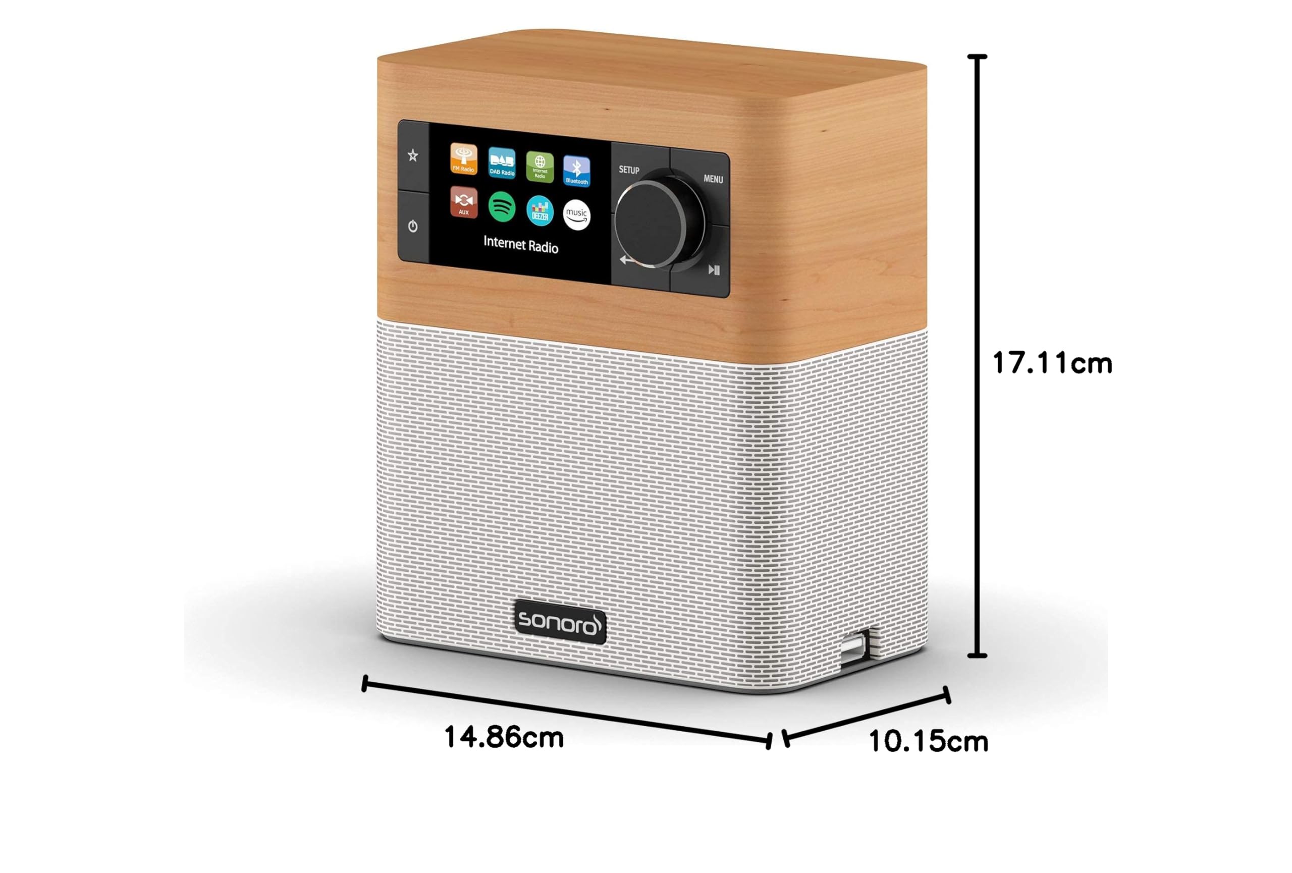 Sonoro Radio Internet Bluetooth DAB+ FM WLAN MP3 Spotify Amazon Deezer resistente agli schizzi acero bianco