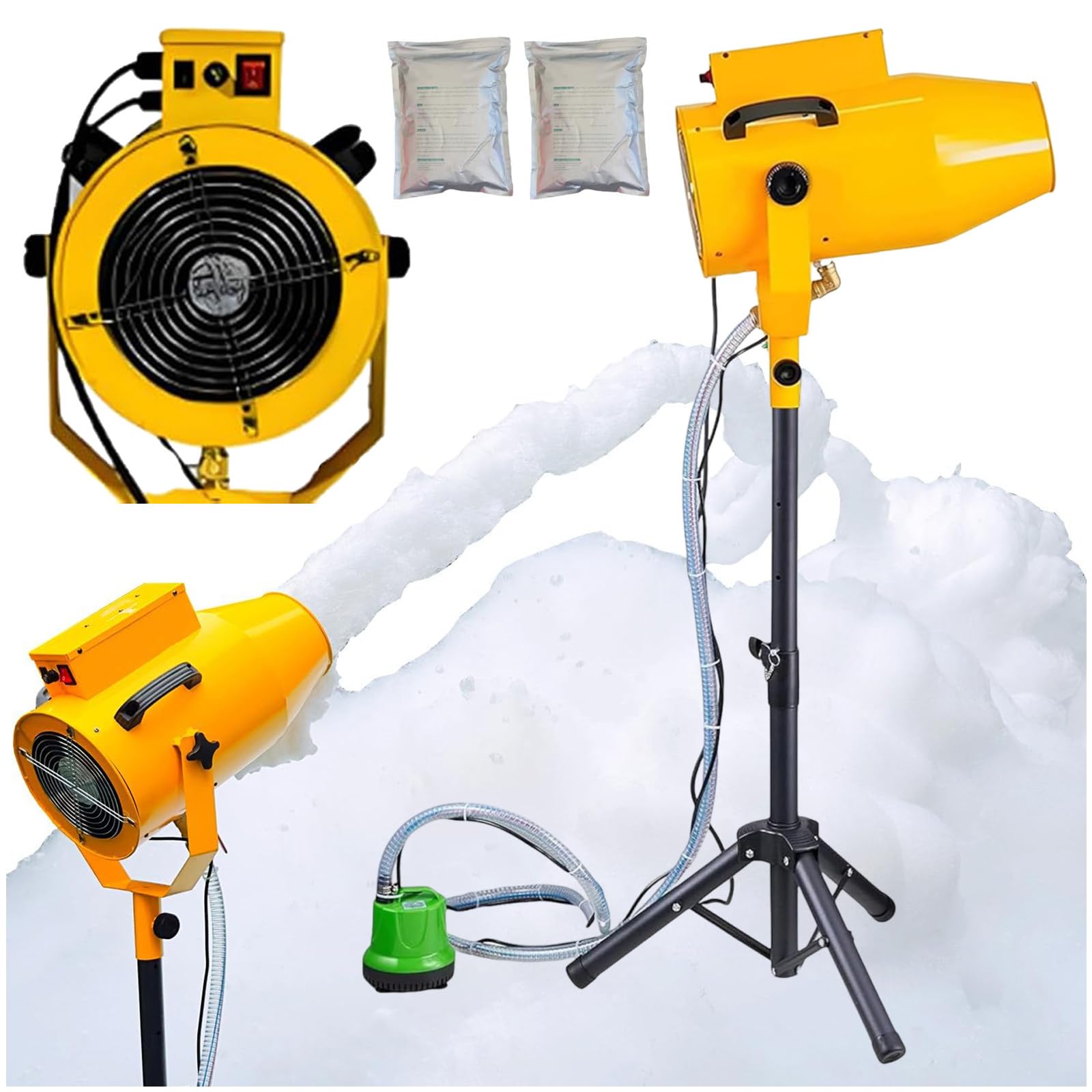 Eastnmythet Stage Foam Machine, 1000W Party Foam Cannon, Portable Bubble Maker with a Tripod Stand, for Backyard Summer Camp Pool Celebrations Yellow