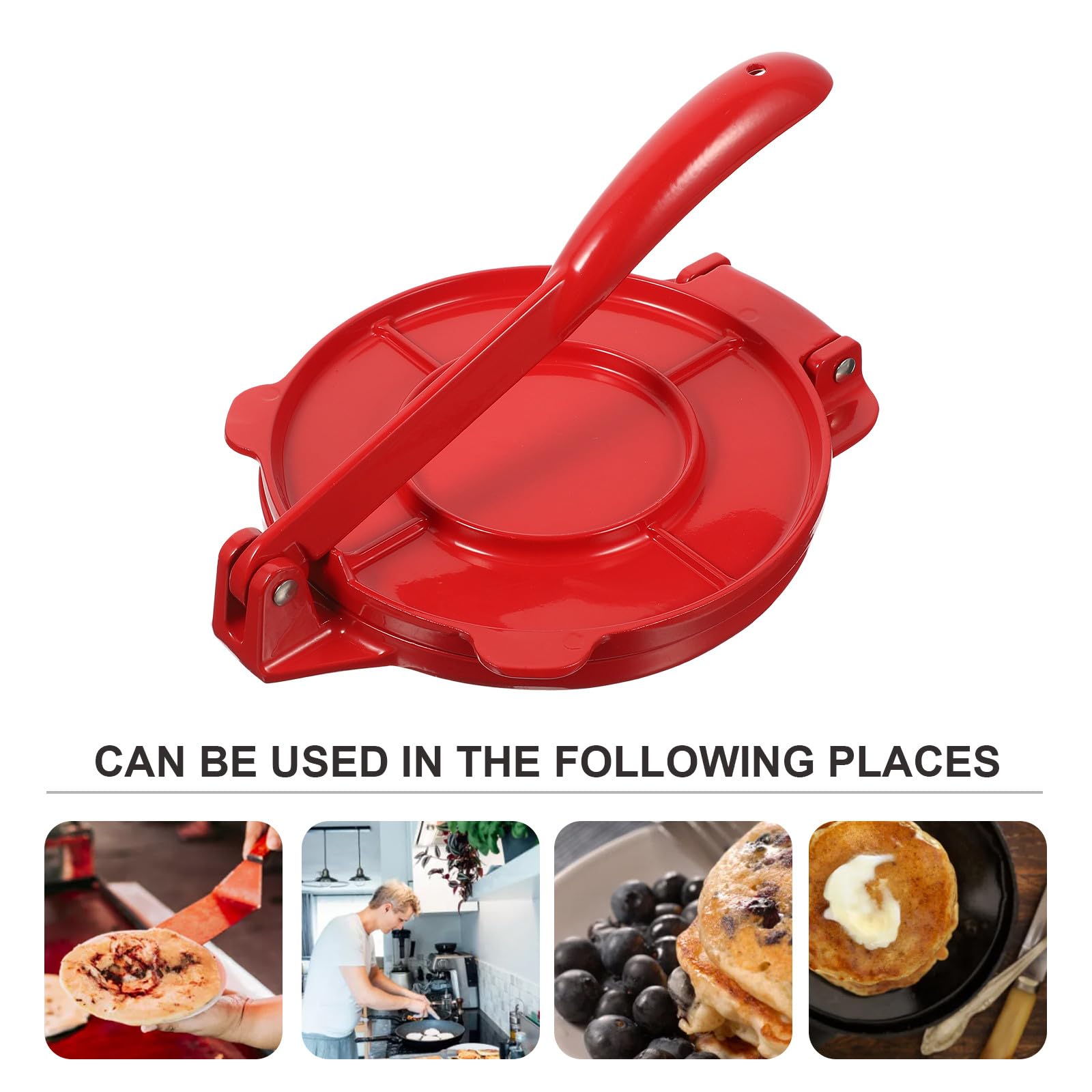 Abaodam Aplatisseur de Pâte en Aluminium Rouge, Presse à Tacos Rustproof Rouleau, Maison Restaurant
