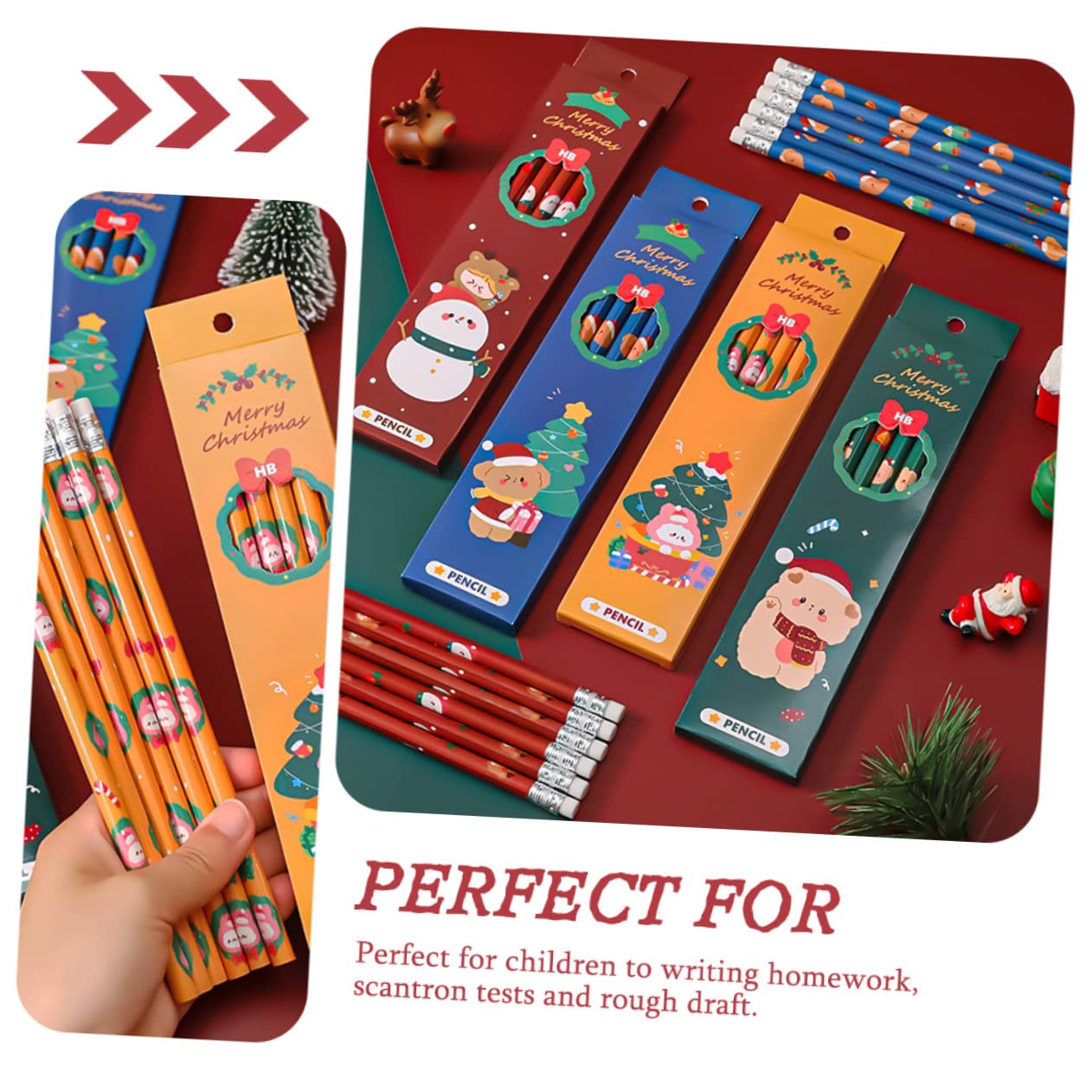 DOITOOL 120 Pièces Crayons Hb Bois Multi Fonctions avec Gomme Set Noël Garçon Fille Dessin Sketch