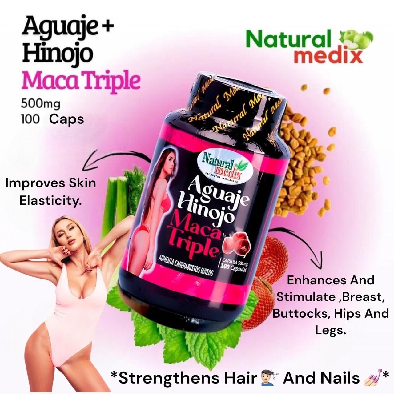 Aguaje Hinojo Maca Triple (Maca Root Supplement) Premium 100 Capsules | Premium Botanical Blend for Feminine Balance & Confidence — Amazon image 2