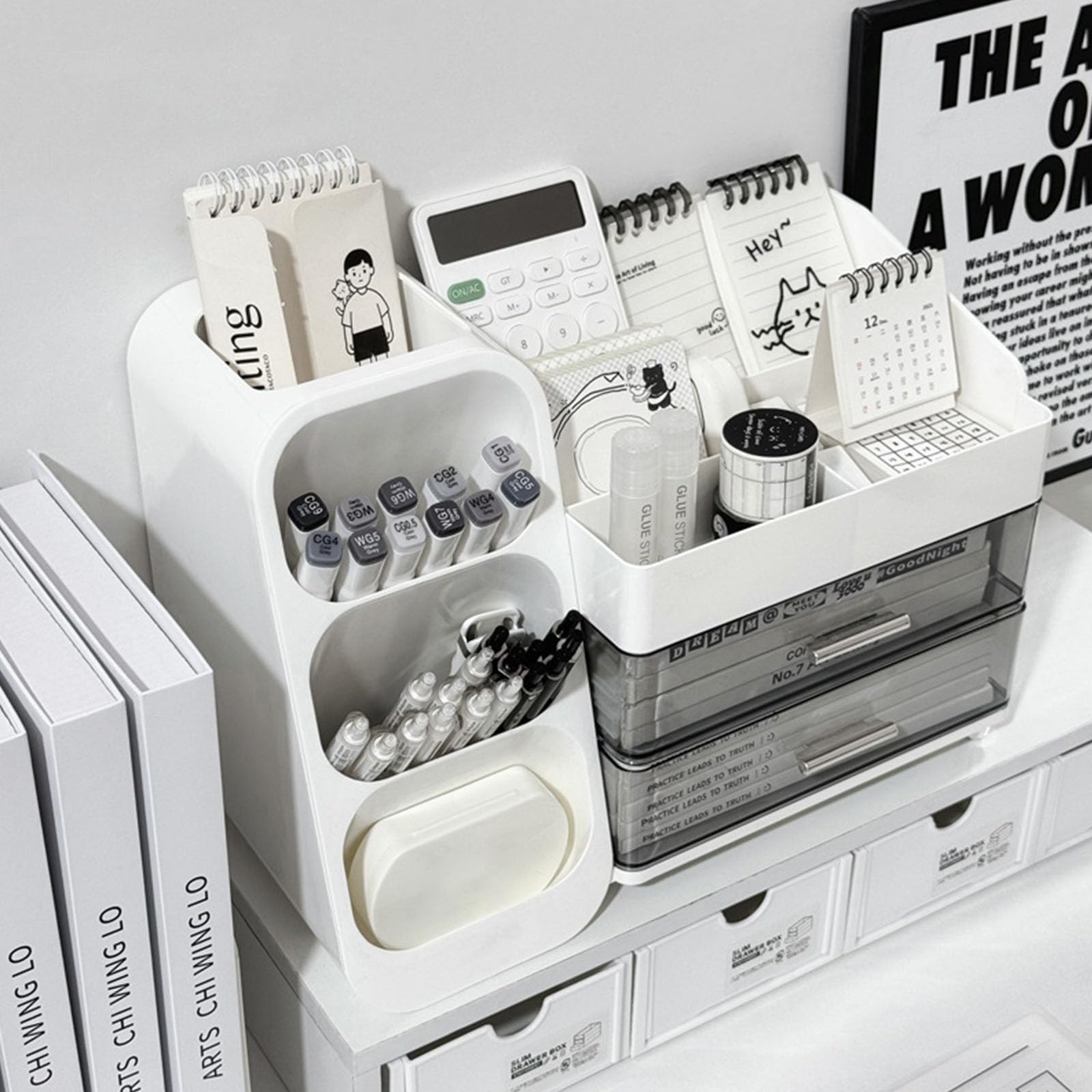 Scatola portaoggetti multiuso da scrivania, organizer per cassetti, per accessori cosmetici e cura della pelle, trasparente