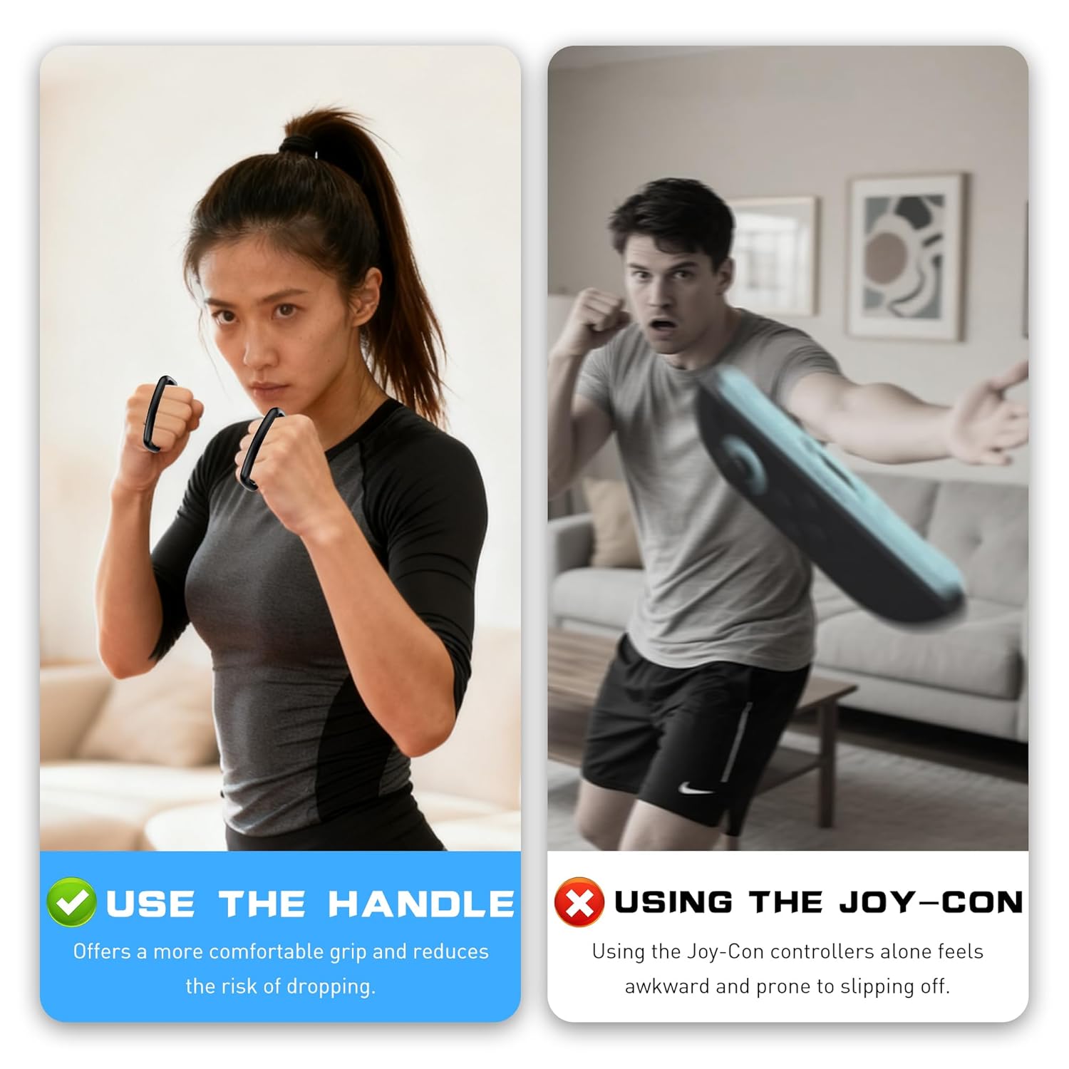 PAWDIARY Switch 2 Hand Grip for Fitness Boxing, Sports Game for Nintendo Switch 2 Controller, 2PCS Comfortable Ergonomics Switch 2 Boxing Handle Grip Accessories - Black - Image 6