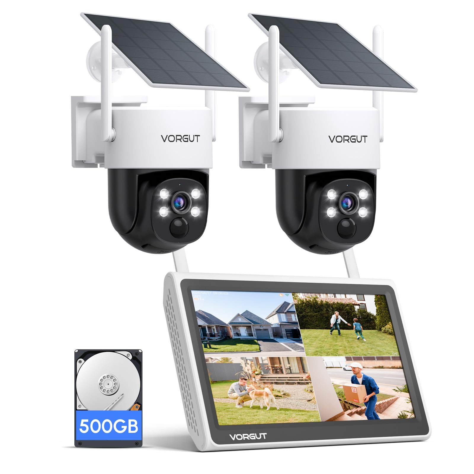 Amazon.com : VORGUT Outdoor Solar Security Camera System Wireless with ...