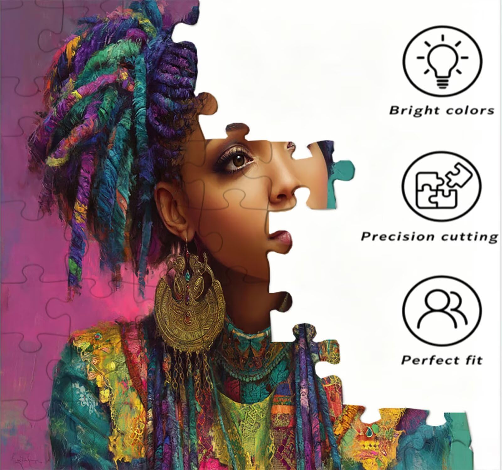 Puzzle 1000 sztuk, Kobiety Kolor 3D Puzzle dla dorosłych Wyzwanie, artystyczne puzzle edukacyjne, zabawne i stymulujące dekoracyjne puzzle dla rodziny, jako prezent i dekoracja ścian R6KH-682