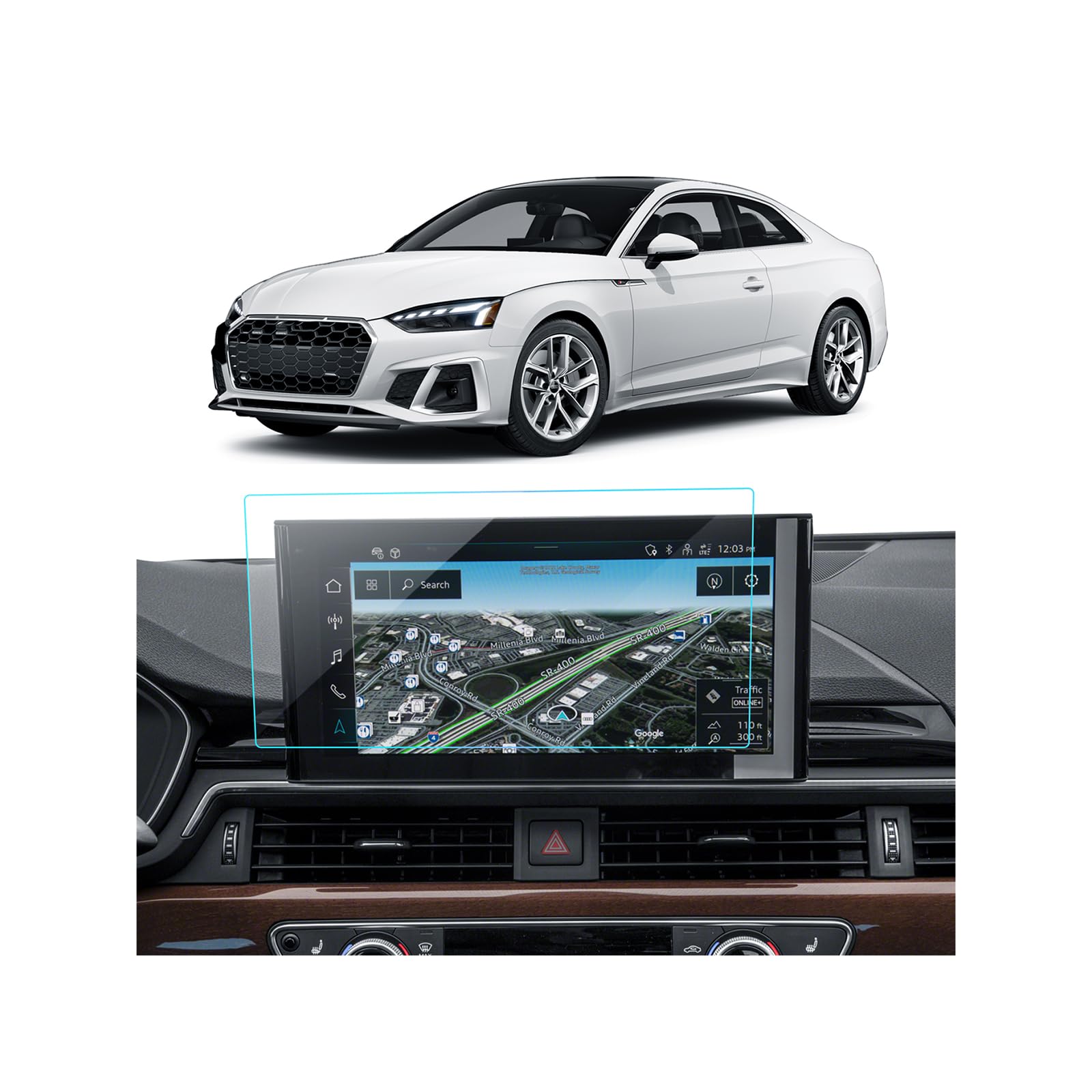 HD-Serie 9H Schutzfolie 10,1 Zoll für Audi A4 B9, A5 2023-2025 und Q5 FY Sportback 2021-2025 mit MIB3 Display Displayschutzfolie Anti-Kratzen Screen Protector