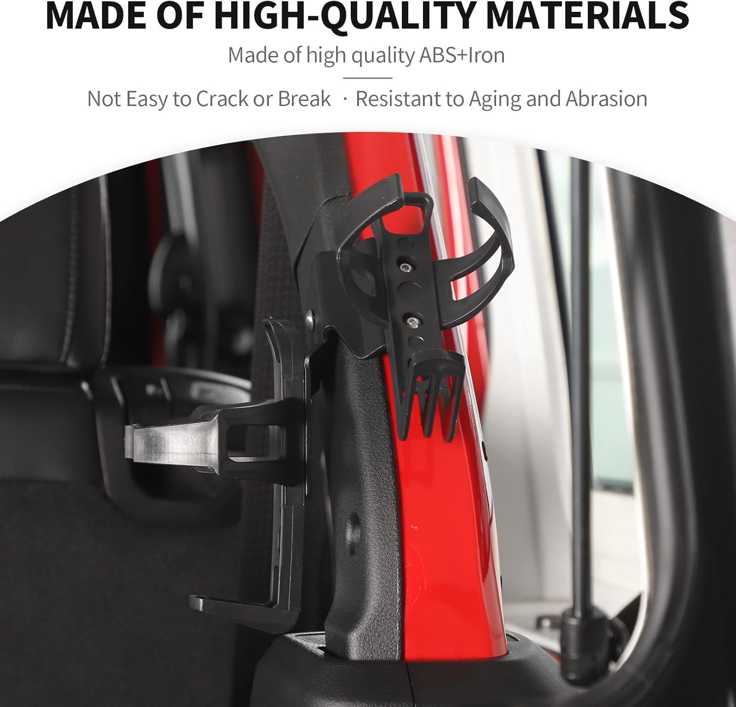 JeCar Roll Bar Fire Extinguisher Bracket + Cup Holder Mount Compatible with Jeep Wrangler JL & Gladiator JT 4-Door 2018-2025, Right Side