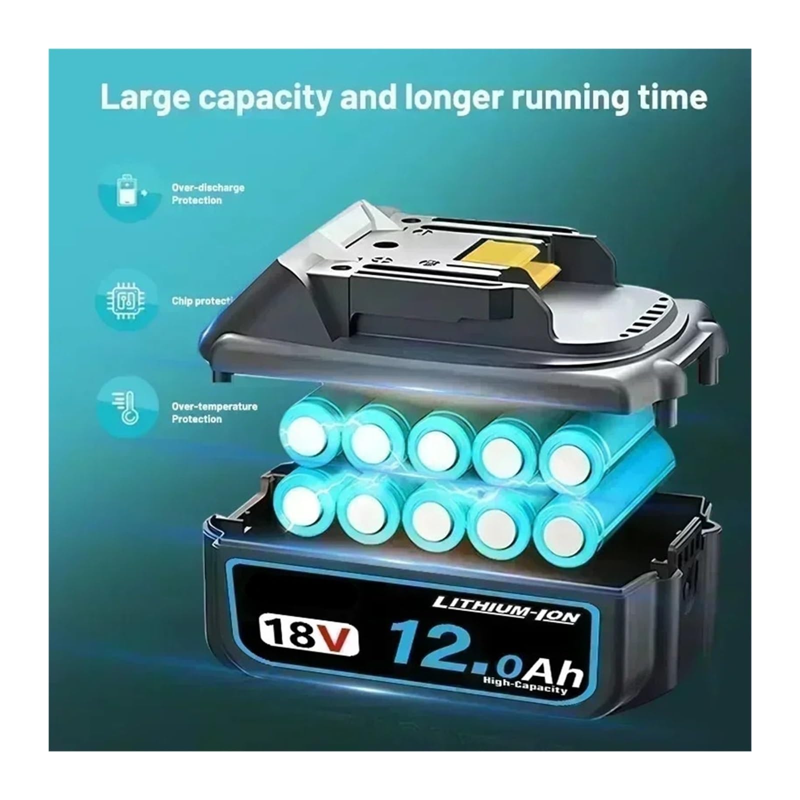 Batteria For Elettroutensile 18V 8Ah/10Ah/12Ah, Compatibile Con Makita