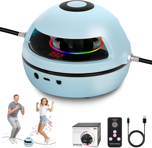 Mineup Elektronische Springseil, Automatische Elektrische Seilspringmaschine, Einstellbares Multiplayer-Springseil mit LED-Anzeigezähler, Intelligente Springseilmaschine, 1-10 Geschwindigkeitsstufe