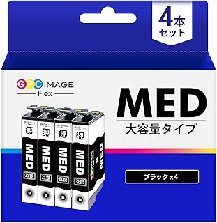 GPC Image Flex MED-BK エプソン 用 めだまやき インク 純正と併用 epson 用 MED EW-456A EW-056A | 4本,大容量,エプソン インクカートリッジ, プリンター,456A,056A,MED-BK,メダマヤキ,目玉焼き,プリンター インク,互換インク,色あせず,詰まり防止,耐光性,黒,【新・旧パッケージ任意発送】