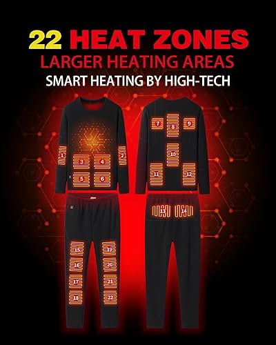 Miniatura 2 de Conjunto de ropa interior térmica eléctrica para mujer, 22 zonas de calefacción, calefacción eléctrica con USB, equipo de caza de invierno