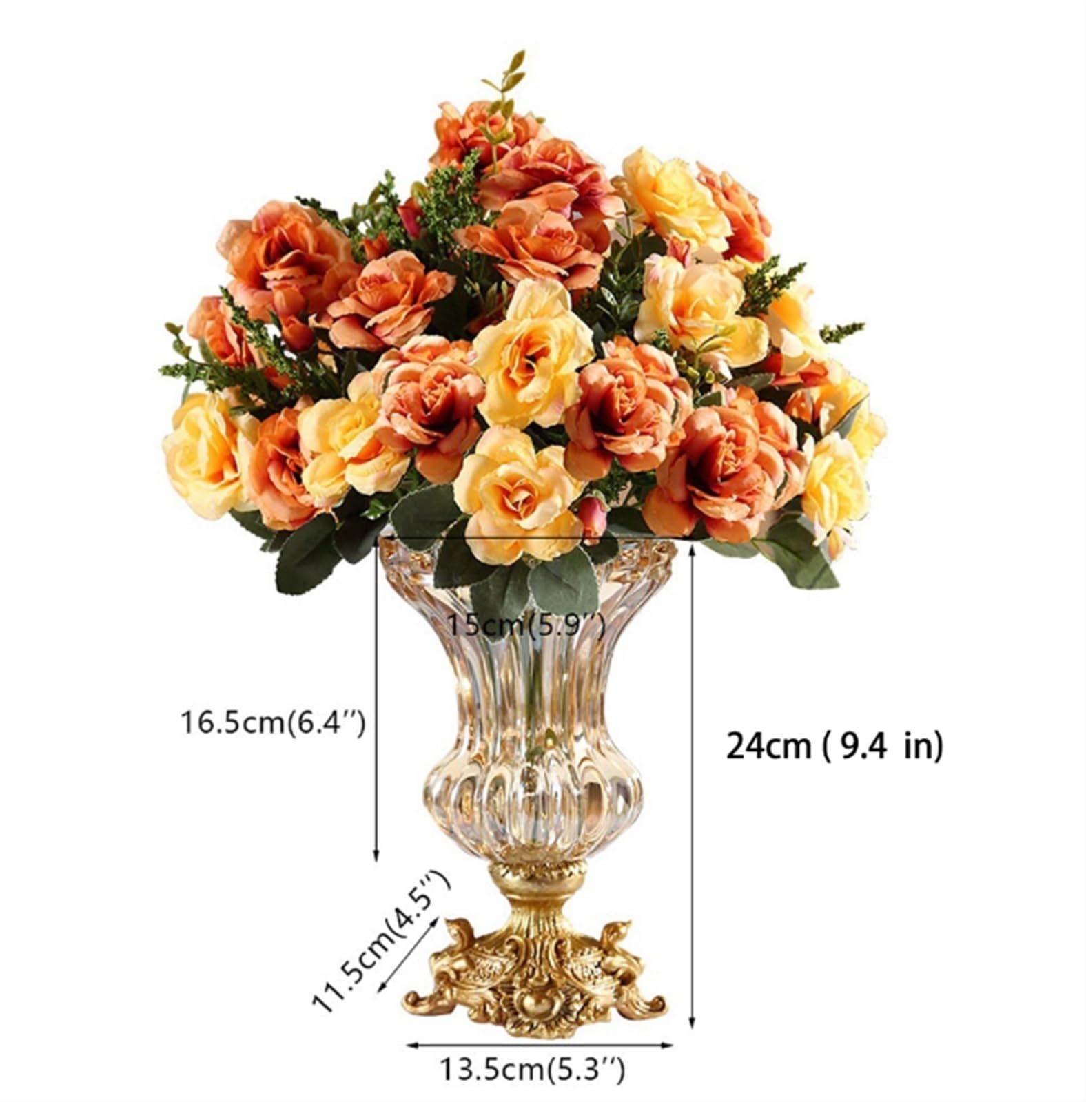 Künstliche Blumen Seide Tuch Künstliche Blumen Europäischen Stil Kristall Glas Vase Set for Zuhause Hochzeit Weihnachtsdekor Silk Gefälschte Blume Künstliche Blumen wie Echt