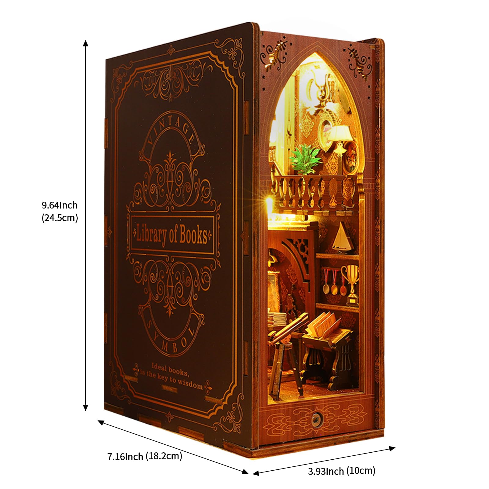 Quanquer Diy Book Nook - casa delle bambole in legno in miniatura con mobili e luce LED puzzle in legno 3D, Booknok kit per modellini per persone di età superiore ai 14 anni, regalo