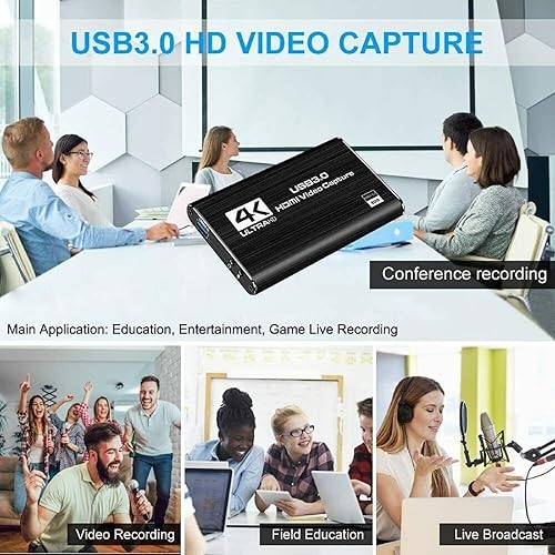 Miniatura 8 de Dispositivo de captura de video de audio 4K, HDMI a USB 3.0 4K tarjeta de captura de video tarjeta de captura de juego USB 3.0, para transmisión en
