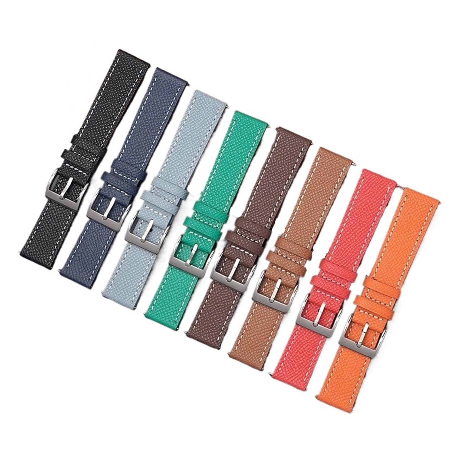 Uhrenarmband， Uhrenarmband aus Kalbsleder mit Schnellverschluss, handgefertigt, Palmenmuster, Armband(Black wh line,22mm)