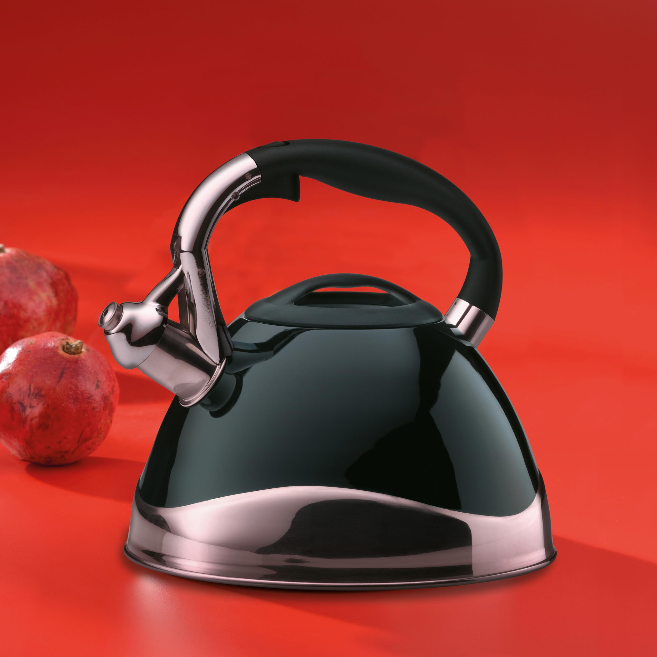 Kela 11656 Wasserkessel mit Pfeifton, Induktionsgeeignet, 3 L, Edelstahl, Varus, Schwarz