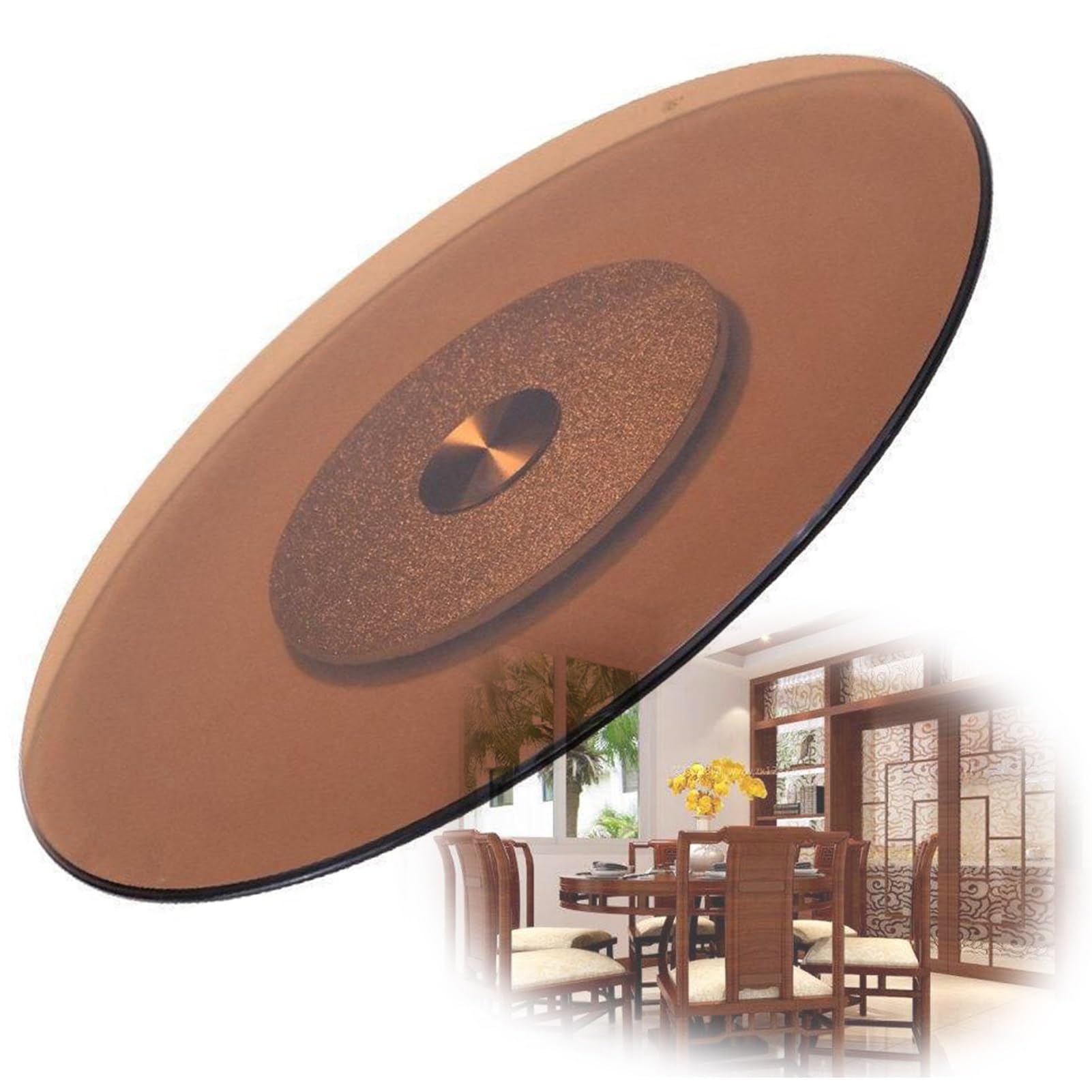 Plateau tournant pour hôtel,Plateau tournant en Verre trempé,Plateau tournant Transparent Rotatif pour Restaurant (Taille: 80 cm / 32 Pouces)