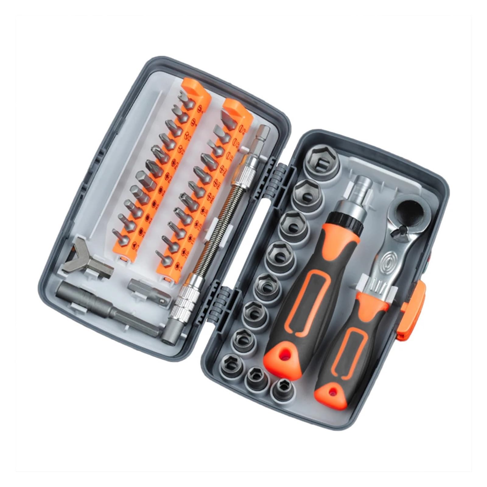 38 in 1 Labor-Saving Ratchet Screwdriver Set Household Combination Toolbox Hardware Magnetic Screw Driver Kit Bits(38in1-B)