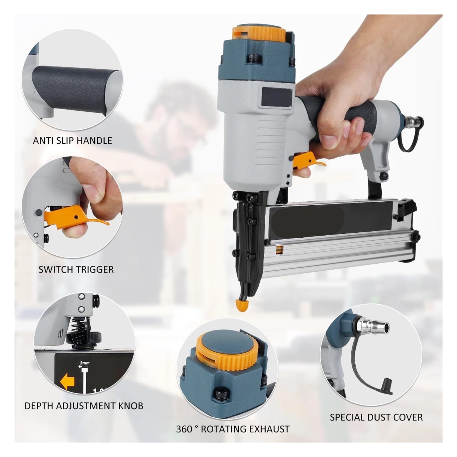 Pistolet pneumatyczny do gwoździ, Gwoździarka Pneumatyczna T50 Bezprzewodowa Do Stolarki Fen Floor Furniture,Projekty dekoracyjne