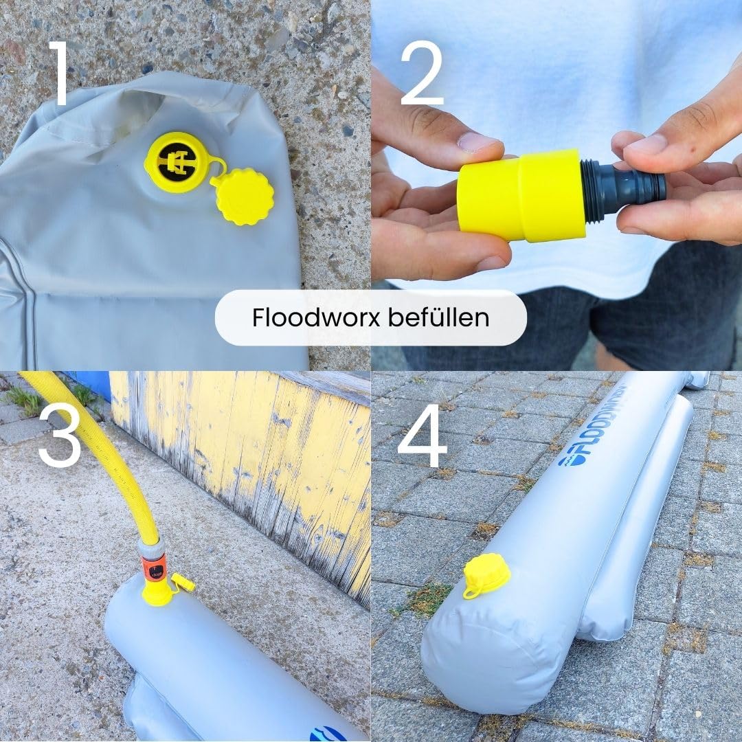 (1x) Floodworx Hochwasserschutzschlauch – Wiederverwendbare Wasserbarriere bei Starkregen & Überschwemmung | Mobiler Hochwasserschutz | Alternative zu Sandsäcken