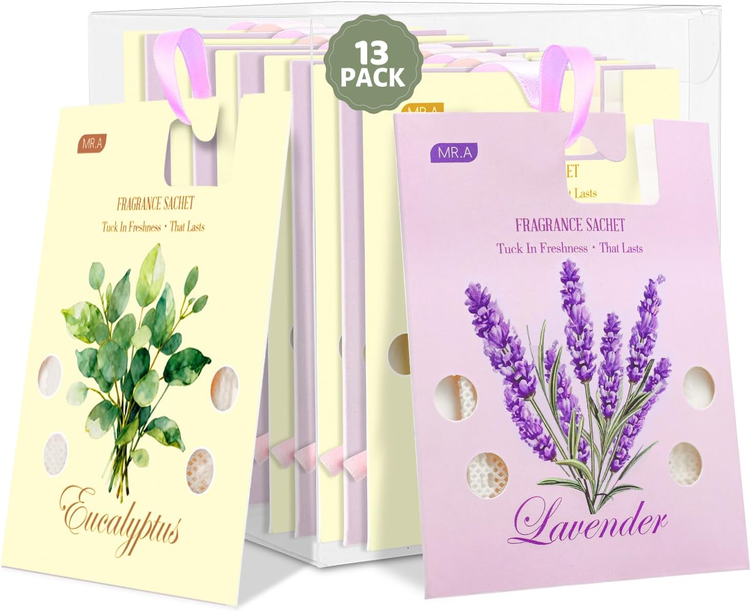13 Paquetes Bolsas Aromáticas Lavanda y Eucalipto para Cajones y Armarios