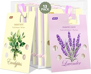 13Packs Lavender Eucalyptus Scented Sachet Bags, Fragrance Sachet Bags for Drawers and Closets, Air Fresheners for Car and Home, Closet Deodorizer Scented Drawer Fresheners for Dresser