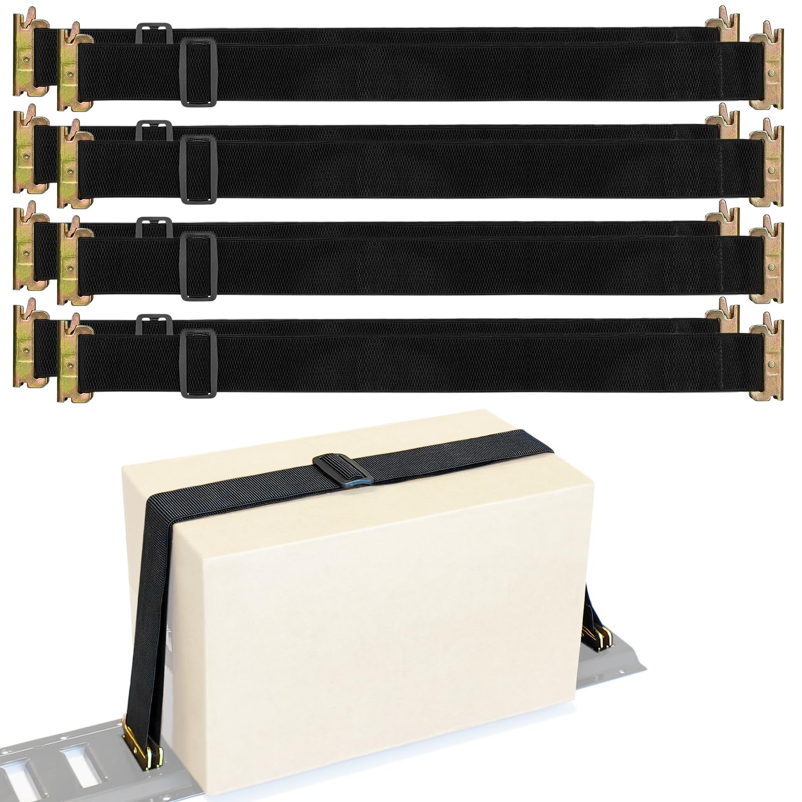 Spanngurte, E-Track-Bungee-Spanngurte, 61-121,9 cm Länge, verstellbar, 5,1 cm Breite, schwarze Spanngurte, sichere Ladung an Wand/Boden in LKWs, geschlossenen Anhängern, Lieferwagen, Lagern