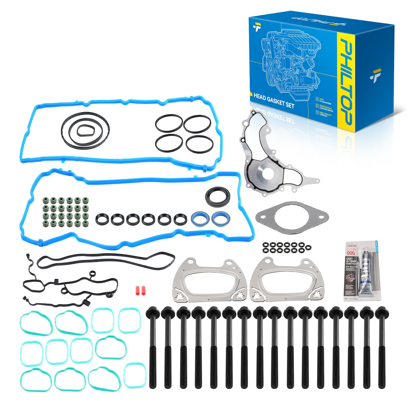 PHILTOP Head Gasket Kit for Jeep Grand Cherokee Wrangler JK, Town &amp; Country | Fit for Chrysler 300 200, Dodge Grand Caravan Charger Durango Journey Challenger, Ram 1500 Classic ProMaster 3.6L, HS26541PT
