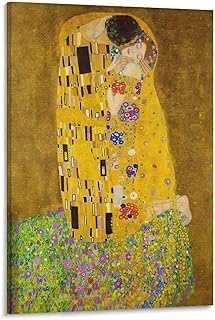 Gustav Klimt The Kiss Canvas Printing Wall Art Prints Wall Decor Posters Golden Lovers Embrace Art Nouveau Vienna Secession Romantic Bedroom Living Room Gallery Gift 24x36inch(60x90cm)