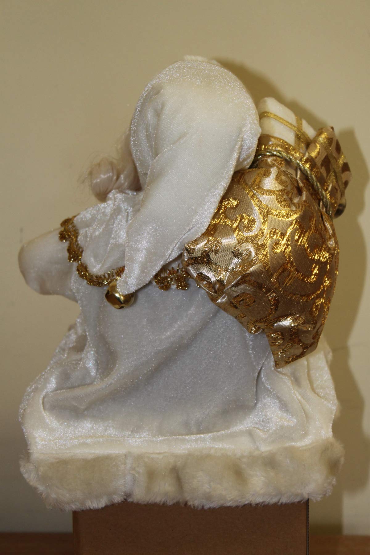 Garden Market Place Figurine Père Noël assis avec cadeaux Blanc 45 cm