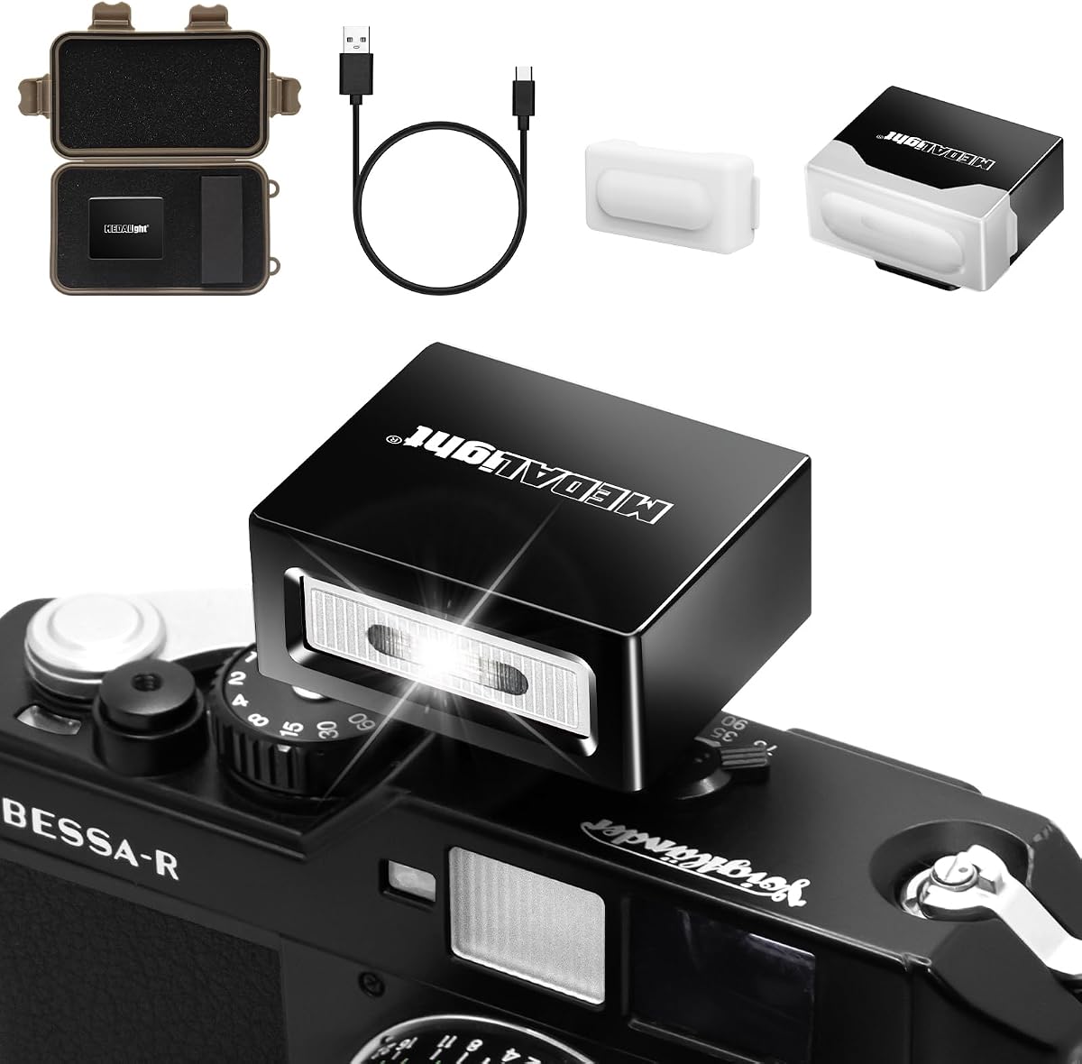 Upgrade Aluminum F1 Mini Camera Flash with Diffuser for Ricoh GR3/GR3X/Fuji/Sony ZV1/Nikon/Canon/Olympus/Digital Film Cameras,Portable hot Shoe Speedlite for DSLR Camera(Black).