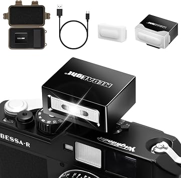 MEDALight Upgrade Aluminum F1 Mini Camera Flash with Diffuser for Ricoh GR3/GR3X/Fuji/Sony ZV1/Nikon/Canon/Olympus/Digital Film Cameras,Portable hot Shoe Speedlite for DSLR CameraBlack.