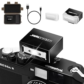 MEDALight Upgrade Aluminum F1 Mini Camera Flash with Diffuser for Ricoh GR3/GR3X/Fuji/Sony/Nikon/Canon/Olympus/Digital Film Cameras,Portable hot Shoe Speedlite for DSLR Camera(Black).