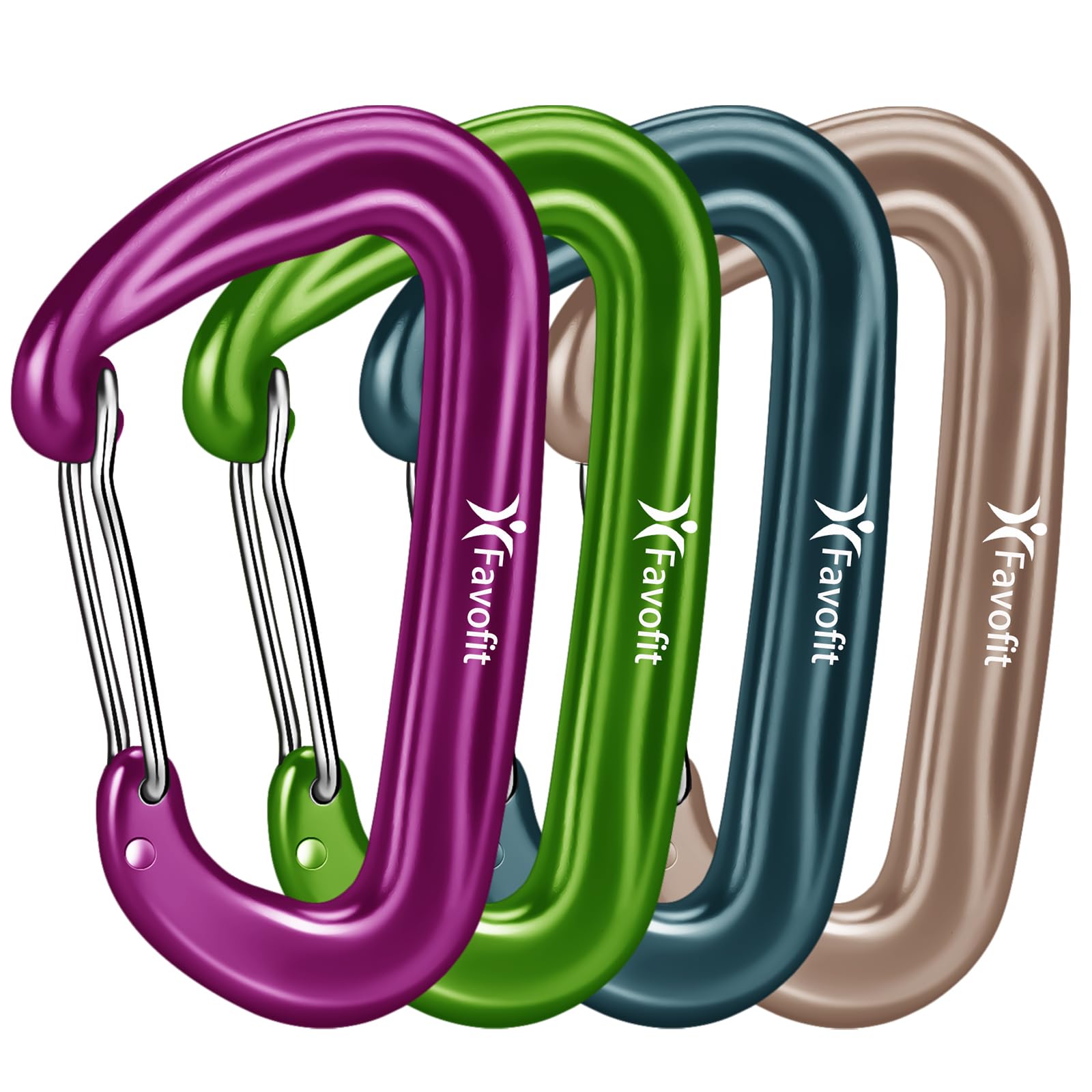 12KN Heavy Duty Carabiner Clips - Favofit 3.2'' Small Carbineers for Hiking Camping Hammocks Keys Keychains Dog Leashes - Ideal for Outdoor