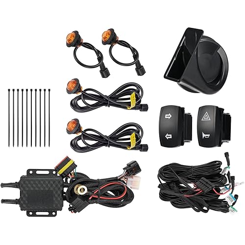 KEMIMOTO UTV Turn Signal Kit with Horn, Pre-Wired, Plug and Play UTV ATV Blinker with Rocker Switch, Hazard Light, Universal Street Legal Kit Compatible with Polaris, Can-Am, Kawasaki, CFMOTO