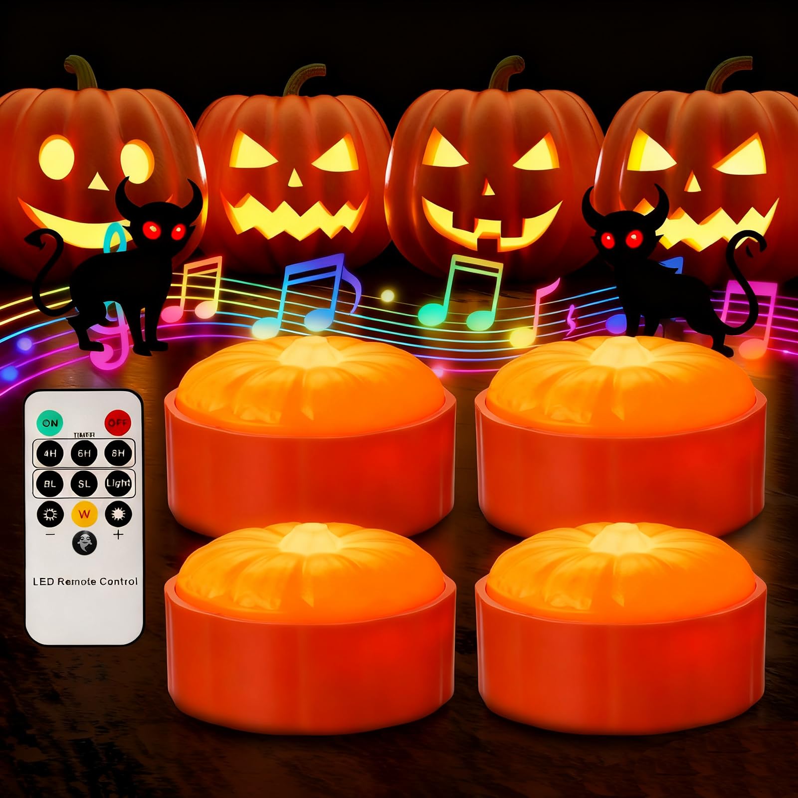 Velas LED para calabazas de Halloween decorativas recargables con mando para terrazas y salones